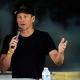 Cyclist Lance Armstrong addresses participants at The LIVESTRONG Challenge Ride at the Palmer Events Center on October 21, 2012 