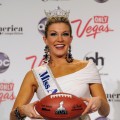 Miss America, Mallory Hytes Hagan, of New York, poses during a news conference after she was crowned during the 2013 Miss America Pageant at Planet Hollywood Resort & Casino, Las Vegas, on January 12, 2013