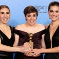 Zosia Mamet, Lena Dunham and Allison Williams pose in the press room at the 70th Annual Golden Globe Awards held at The Beverly Hilton Hotel on January 13, 2013 in Beverly Hills