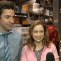 John Krasinski and Jenna Fischer on the set of ‘The Office’