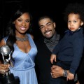 Jennifer Hudson, winner of the Outstanding Album award, David Otunga, and son David Daniel Otunga Jr. attend the 43rd NAACP Image Awards held at The Shrine Auditorium, Los Angeles, on February 17, 2012