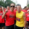 Matthew McConaughey & Lance Armstrong at the starting line for the Nike Human Race on August 31, 2008 in Austin, Texas