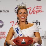 Miss America, Mallory Hytes Hagan, of New York, poses during a news conference after she was crowned during the 2013 Miss America Pageant at Planet Hollywood Resort & Casino, Las Vegas, on January 12, 2013