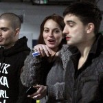 Max George of The Wanted, Lindsay Lohan and Tom Parker of The Wanted walk backstage at KISS 108 Jingle Ball 2012 at TD Garden on December 6, 2012 in Boston