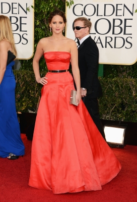 Jennifer Lawrence arrives at the 70th Annual Golden Globe Awards held at The Beverly Hilton Hotel on January 13, 2013 in Beverly Hills