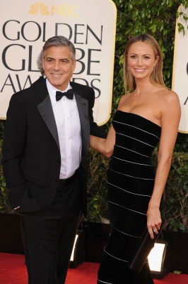 George Clooney and Stacy Keibler arrive at the 70th Annual Golden Globe Awards held at The Beverly Hilton Hotel on January 13, 2013