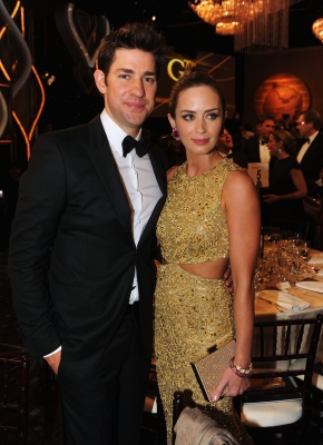 John Krasinski and Emily Blunt attend the 70th Annual Golden Globe Awards Cocktail Party held at The Beverly Hilton Hotel on January 13, 2013