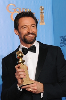 Hugh Jackman, winner of Best Actor in a Comedy or Musical, poses in the press room during the 70th Annual Golden Globe Awards held at The Beverly Hilton Hotel on January 13, 2013 