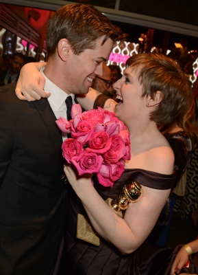 Andrew Rannells and Lena Dunham attend HBO’s Official Golden Globe Awards After Party held at Circa 55 Restaurant at The Beverly Hilton Hotel on January 13, 2013 in Beverly Hills