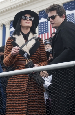 Katy Perry and John Mayer are seen at the inauguration for U.S. President Barack Obama’s second term of office in Washington D.C. on January 21, 2013