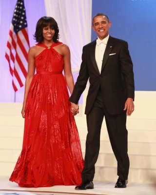 First Lady Michelle Obama and President Barack Obama attend the Inaugural Ball on January 21, 2013 in Washington, United States