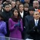 President Barack Obama, First Lady Michelle Obama, along with daughters Sasha and Malia during Inauguration Day in Washington, DC on January 21, 2013
