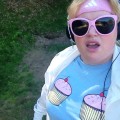 Rebel Wilson models her her T-shirt line, Fat Mandi, which is named after a character she created, January 2013
