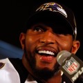 Linebacker Ray Lewis #52 of the Baltimore Ravens addresses the media during Super Bowl XLVII Media Availability at the Hilton New Orleans Riverside on January 30, 2013 in New Orleans, Louisiana
