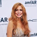 Lindsay Lohan seen at the amfAR New York Gala to kick off Fall 2013 Fashion Week at Cipriani Wall Street in New York City on February 6, 2013
