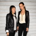 Jeanne Yang and Katie Holmes backstage at the Holmes & Yang spring 2013 presentation during Mercedes-Benz Fashion Week at The Box at Lincoln Center on September 12, 2012 in New York City

