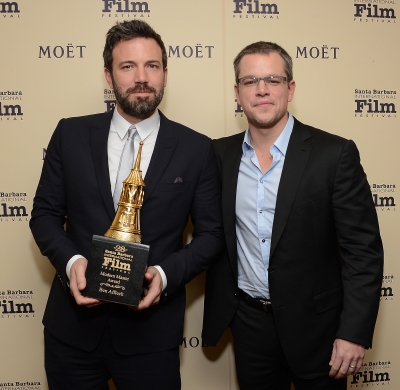 Ben Affleck and Matt Damon spotted at The Moet & Chandon Lounge at The Santa Barbara International Film Festival in Santa Barbara, Calif., on January 25, 2013
