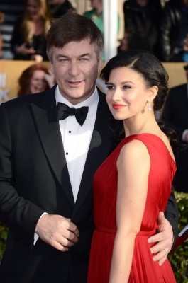 Alec Baldwin and wife Hilaria Thomas arrive at the 19th Annual Screen Actors Guild Awards held at The Shrine Auditorium on January 27, 2013 in Los Angeles, California. (Photo by Getty Images) 