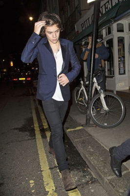 Happy birthday Harry! One Direction’s Harry Styles is spotted leaving Groucho nightclub in London after celebrating his 19th birthday on January 31, 2013

