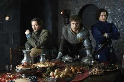 David Oakes, Max Irons and Aneurin Barnard in the Starz series ‘The White Queen’
