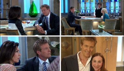 Jack Wagner shoots scenes as Frisco Jones on ‘General Hospital,’ and poses for a photo with our producer, Sharon Spaeth (bottom right)
