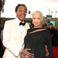 Wiz Khalifa and a very pregnant Amber Rose attend the 55th Annual GRAMMY Awards at STAPLES Center on February 10, 2013 in Los Angeles
