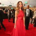 Rihanna looks radiant in red at the 55th Annual GRAMMY Awards at STAPLES Center on February 10, 2013 in Los Angeles