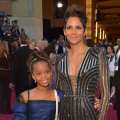 Quvenzhane Wallis and Halle Berry arrive at the Oscars at the Hollywood & Highland Center, Hollywood, on February 24, 2013