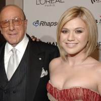 Clive Davis and Kelly Clarkson seen at the Clive Davis Pre-Grammy Awards Party in Los Angeles on February 7, 2006