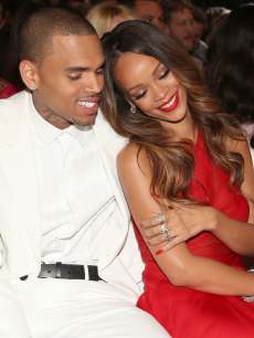 Chris Brown and Rihanna attend the 55th Annual Grammy Awards at Staples Center, Los Angeles, on February 10, 2013
