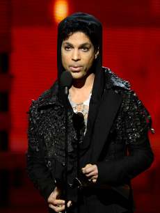 Prince speaks onstage at the 55th Annual Grammy Awards at Staples Center in Los Angeles on February 10, 2013