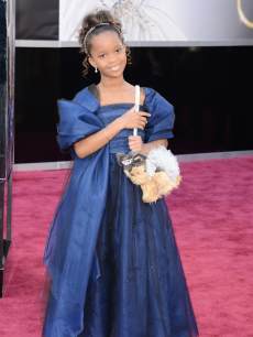 Quvenzhane Wallis arrives at the Oscars on February 24, 2013 in Hollywood, Calif.