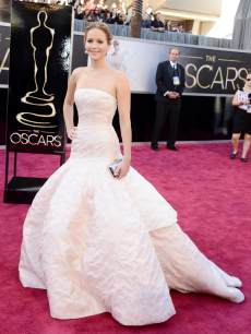 Jennifer Lawrence arrives at the Oscars on February 24, 2013 in Hollywood, Calif.