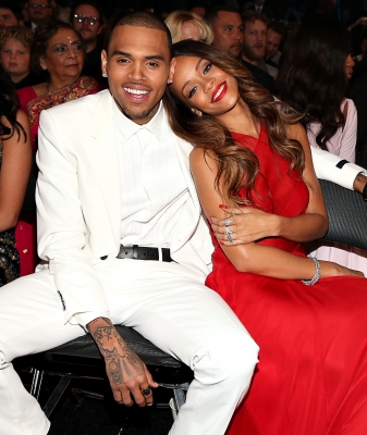 Chris Brown and Rihanna spotted at the 55th Annual Grammy Awards at Staples Center in Los Angeles on February 10, 2013