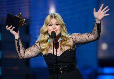 Kelly Clarkson accepts Best Pop Vocal Album award for ‘Stronger’ onstage at the 55th Annual Grammy Awards at Staples Center on February 10, 2013