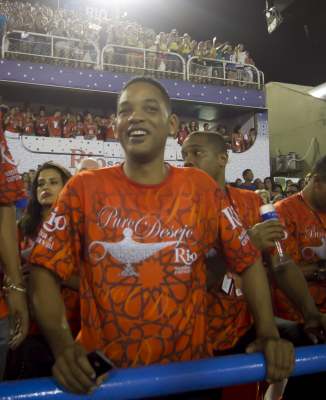 Will Smith enjoys the 2013 Brazilian Carnival at Sapucaí Smbodrome in Rio de Janeiro, Brazil on February 10, 2013