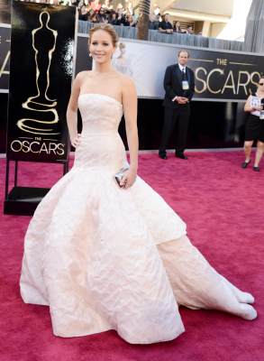 Jennifer Lawrence arrives at the Oscars on February 24, 2013 in Hollywood, Calif.