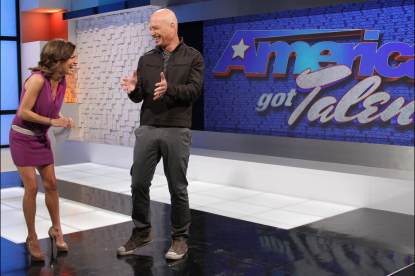 Howie Mandel and Access Hollywood’s Kit Hoover, Feb. 12, 2013