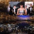 Jack Nicholson along with First lady Michelle Obama seen on the video board present the Best Picture award onstage during the Oscars held at the Dolby Theatre, Hollywood, on February 24, 2013