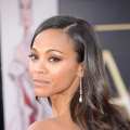 Zoe Saldana poses at the Oscars at Hollywood & Highland Center on February 24, 2013 in Hollywood