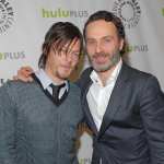 Norman Reedus and Andrew Lincoln pose during the Paley Center for Media’s PaleyFest event honoring ‘The Walking Dead,’  at the Saban Theatre, Los Angeles, March 1, 2013 (courtesy of Samsung Galaxy)

