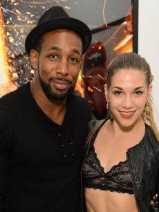 Stephen ‘tWitch’ Boss and Allison Holker attend Tyler Shields debut of MOUTHFUL presented by A/X Armani Exchange in support of LOVE IS LOUDER at a privates Studio in Los Angeles on May 19, 2012 