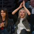 Julianne Hough and Nina Dobrev attend a basketball game between the Sacramento Kings and the Los Angeles Lakers at Staples Center on March 17, 2013 in Los Angeles