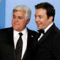 Jay Leno and Jimmy Fallon pose in the press room at the 70th Annual Golden Globe Awards held at The Beverly Hilton Hotel on January 13, 2013 in Beverly Hills