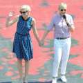Ellen DeGeneres and Portia de Rossi are spotted filming Ellen’s show on a floating stage above Sydney Harbour in Sydney, Australia on March 23, 2013 