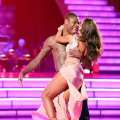 Jacoby Jones and Karina Smirnoff celebrate after a great dance during prom night, Week 3, ‘Dancing with the Stars,’ Season 16, April 1, 2013