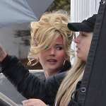 Jennifer Lawrence shows off a big retro hairstyle on the set of the Untitled David O. Russell/Abscam Project in Boston on March 25, 2013