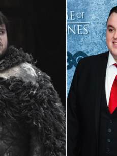 John Bradley as Samwell Tarly in ‘Game of Thrones’ (left) and at the Seattle ‘Game of Thrones’ event (right)