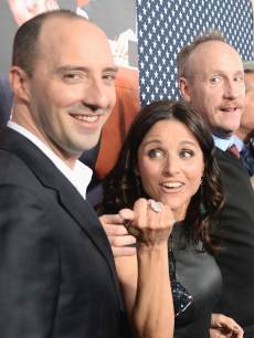 Tony Hale, Julia Louis-Dreyfus and Matt Walsh arrive at HBO Presents ‘Veep’ Season 2 Premiere - Red Carpet at Paramount Studios on April 9, 2013