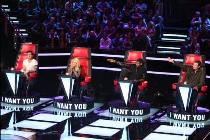 Adam Levine, Shakira, Usher and Blake Shelton on NBC’s ‘The Voice’